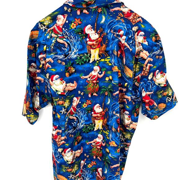 Vintage Mens Max Boxxer Yo Wear 100% Cotton Santa Claus Hawaiian Shirt Size L - Picture 3 of 11